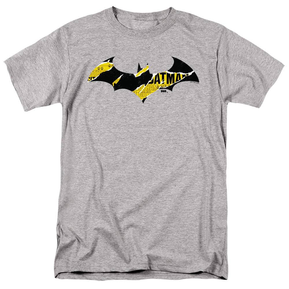 DC Comics - Batman - Batman Torn Gotham Logo - Adult Unisex T-Shirt - Gray