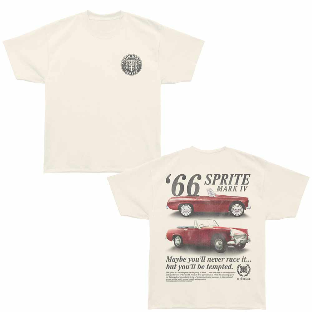 British Motor Heritage - '66 Sprite Mark IV - Bronx Oversized Short Sleeve T-Shirt - Front & Back Print - Off-White