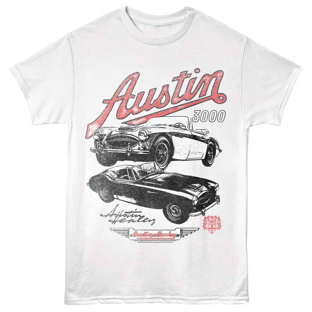 British Motor Heritage - Austin 3000 - White - Front Print Solid Adult Unisex Short Sleeve T-Shirt