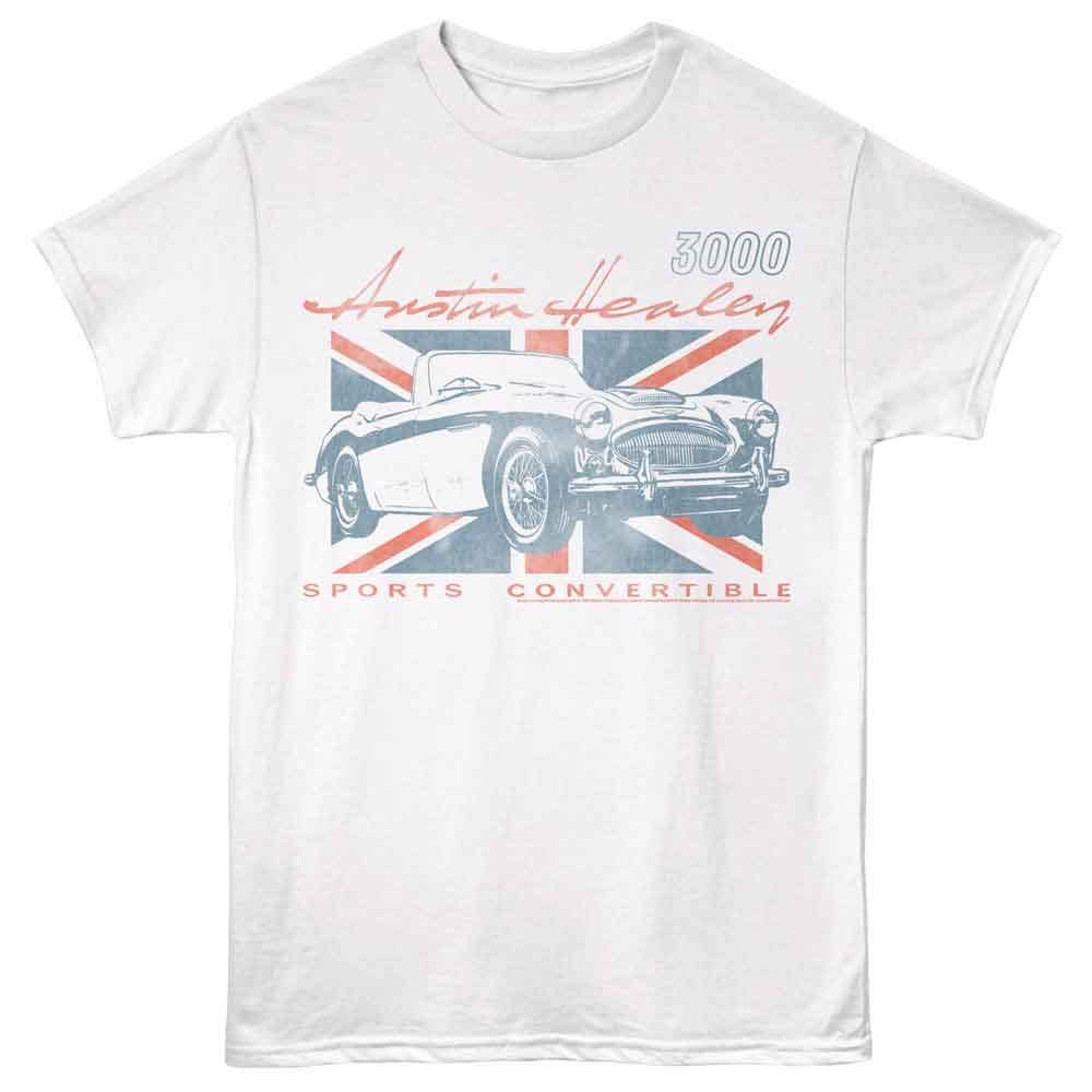 British Motor Heritage - Healey 3000 - White - Front Print Solid Adult Unisex Short Sleeve T-Shirt
