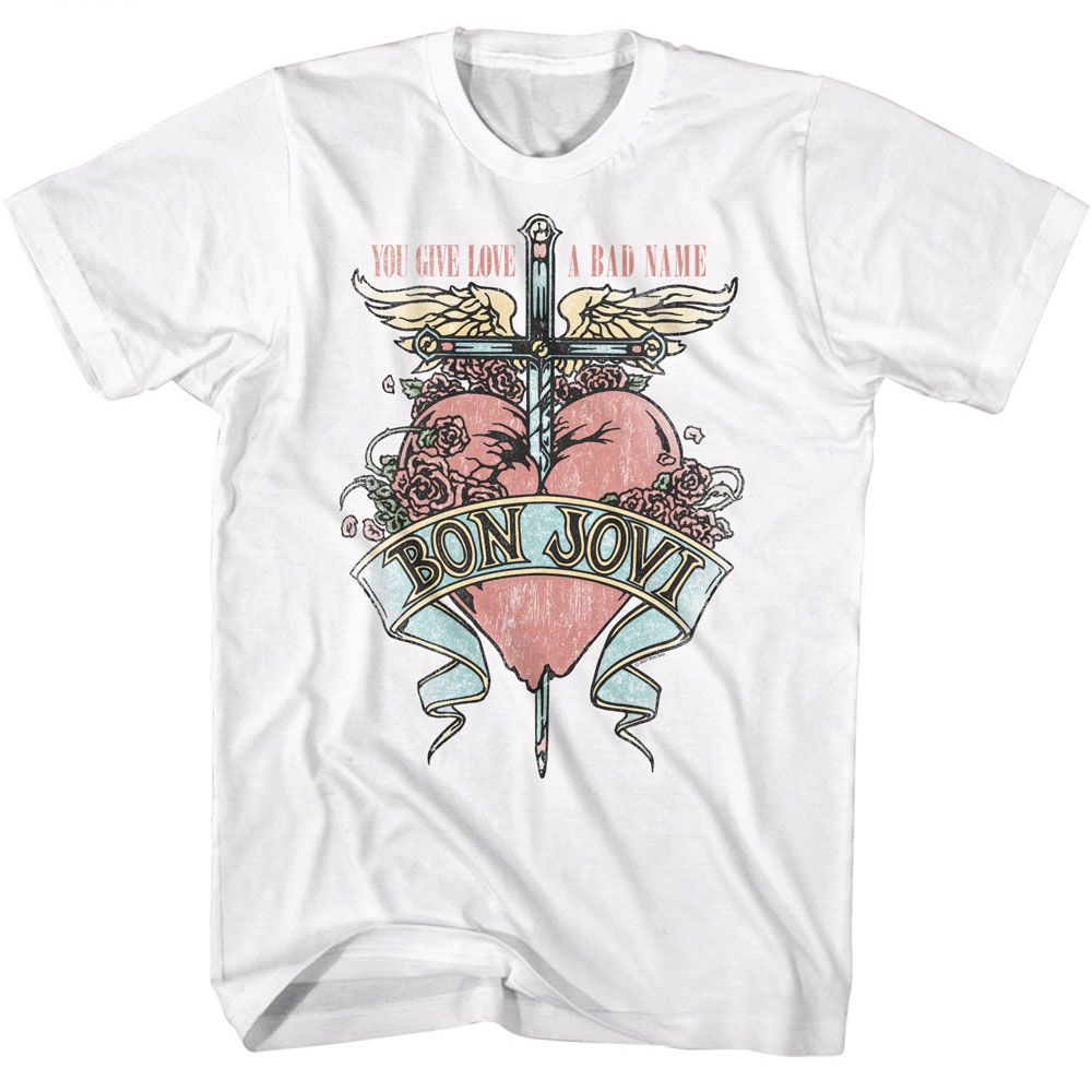 Bon Jovi - Love A Bad Name - American Classics - Solid White Adult Short Sleeve T-Shirt
