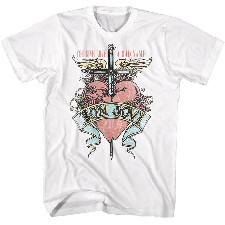 Bon Jovi - Love A Bad Name - American Classics - Solid White Adult Short Sleeve T-Shirt