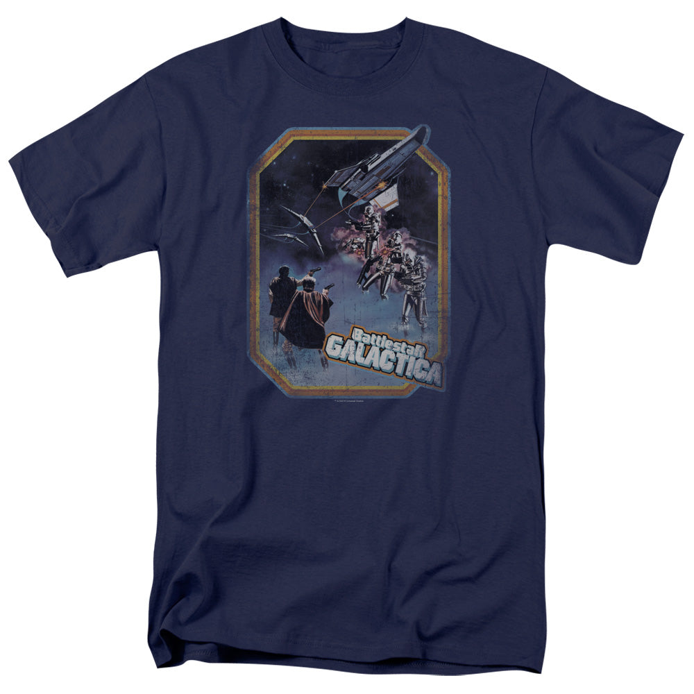 Battlestar Galactica - Poster Iron On - Adult Unisex Short Sleeve T-Shirt - Blue
