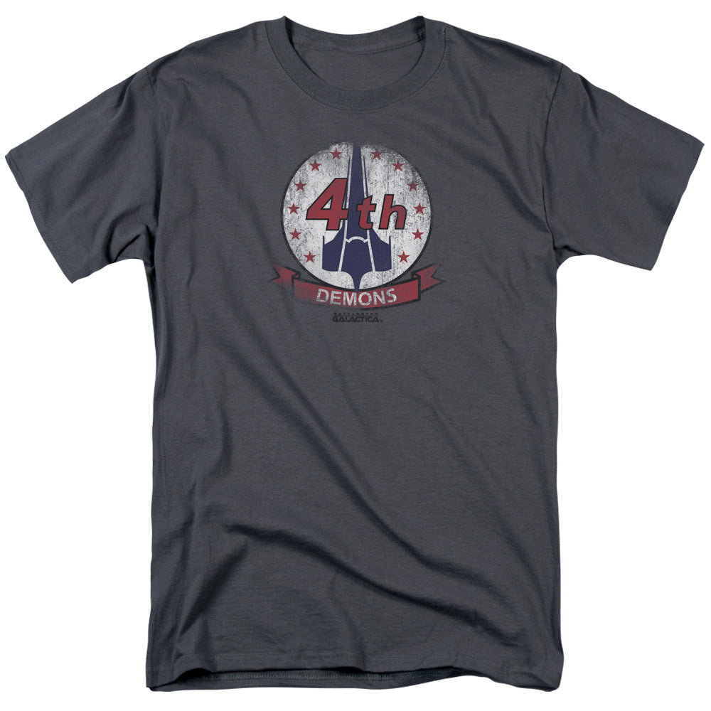 Battlestar Galactica - Demons Badge - Adult Unisex Short Sleeve T-Shirt - Gray