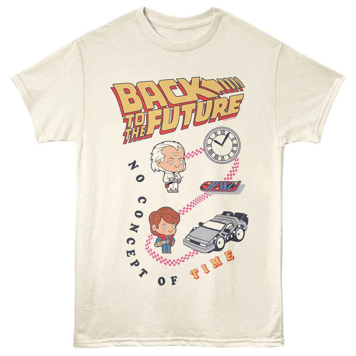 Back To The Future - No Concept Of Time - Licensed Adult Unisex Short Sleeve T-Shirt - Natural