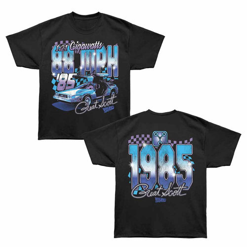 Back To The Future - Great Gigawatts - Bronx Oversized Short Sleeve T-Shirt - Front & Back Print - Black