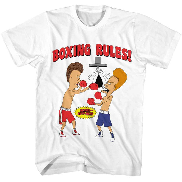 Beavis And Butthead - Boxing Rules - Officially Licensed American Classics - Front Print Solid Adult Short Sleeve T-Shirt