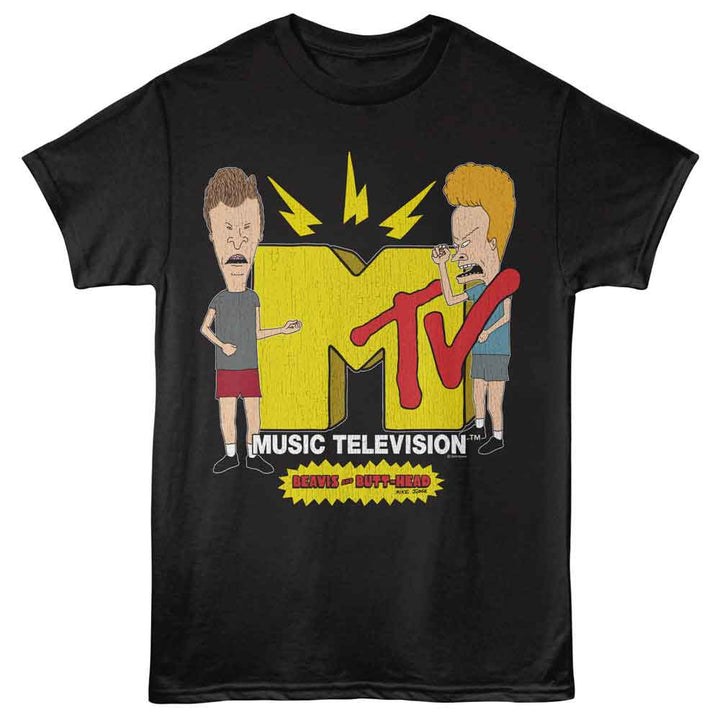 Beavis And Butthead - Rockin To Mtv - Licensed Adult Unisex Short Sleeve T-Shirt - Black