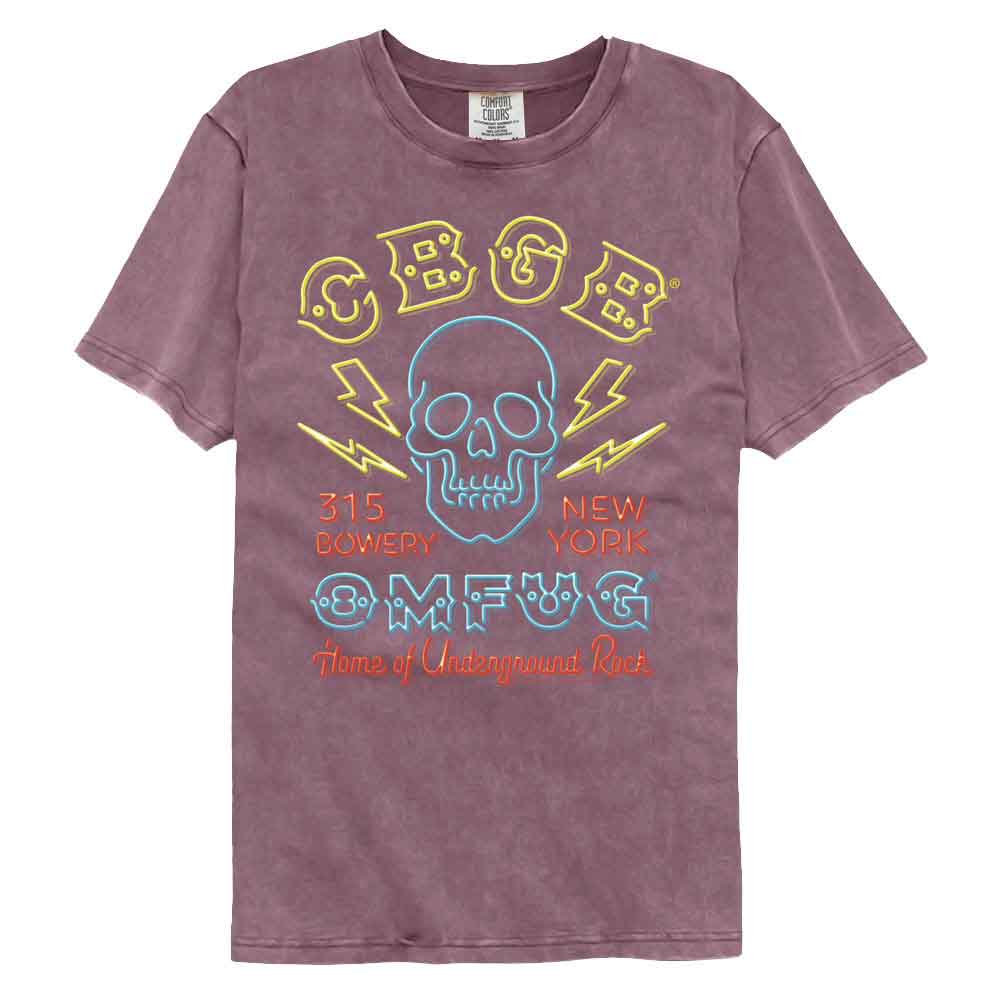 CBGB - Neon Sign - American Classics - Front Print Berry Adult Short Sleeve Comfort Color T-Shirt