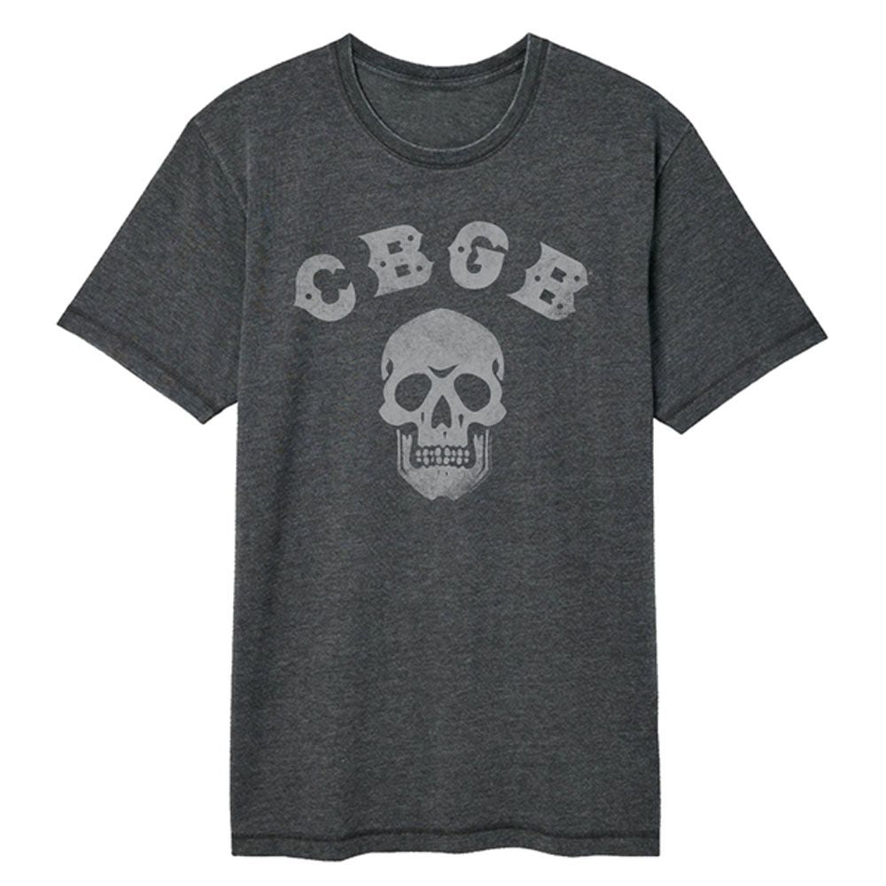 CBGB Logo And Skull Officially Licensed Adult Short Sleeve Vintage Wash T-Shirt