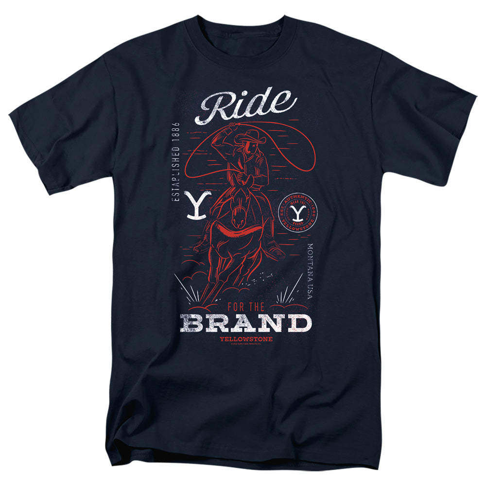 Yellowstone - Ride For The Brand Cowboy - Adult Unisex T-Shirt - Blue