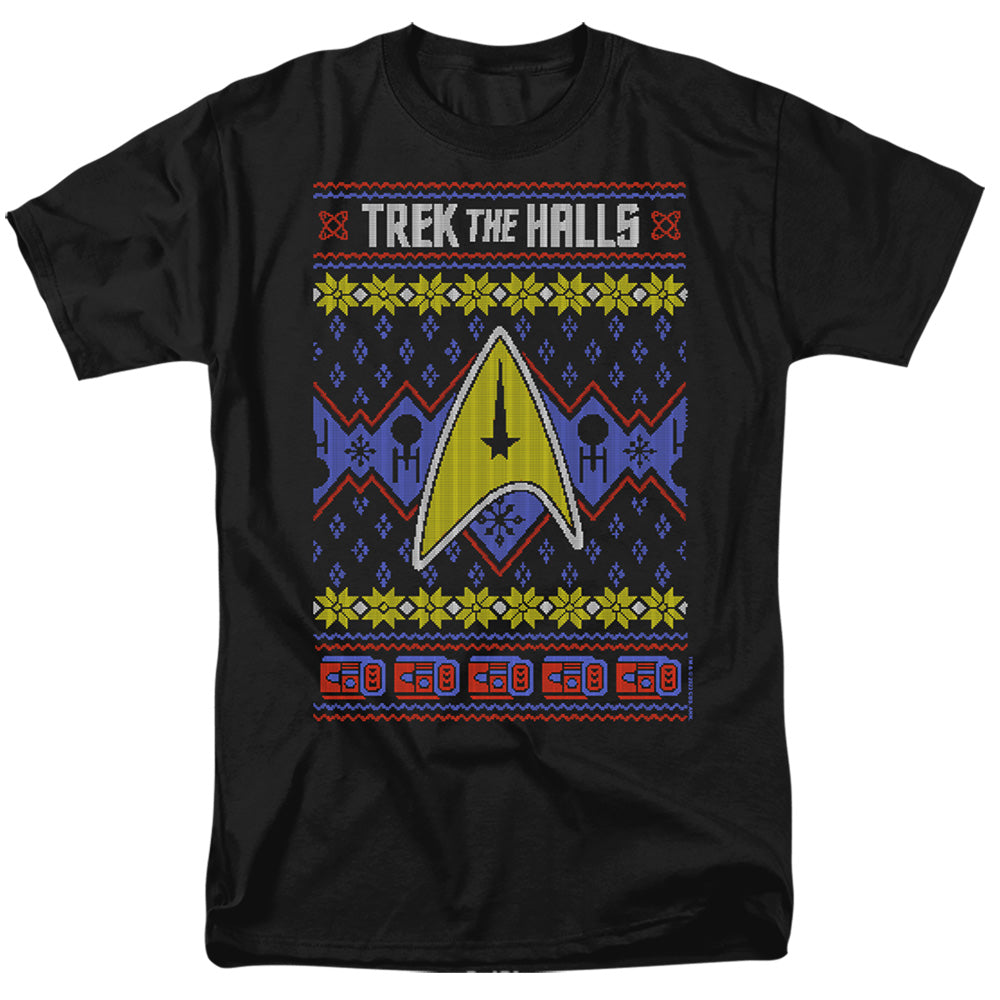 Star Trek - Trek The Halls Ugly Christmas - Adult Unisex T-Shirt - Black