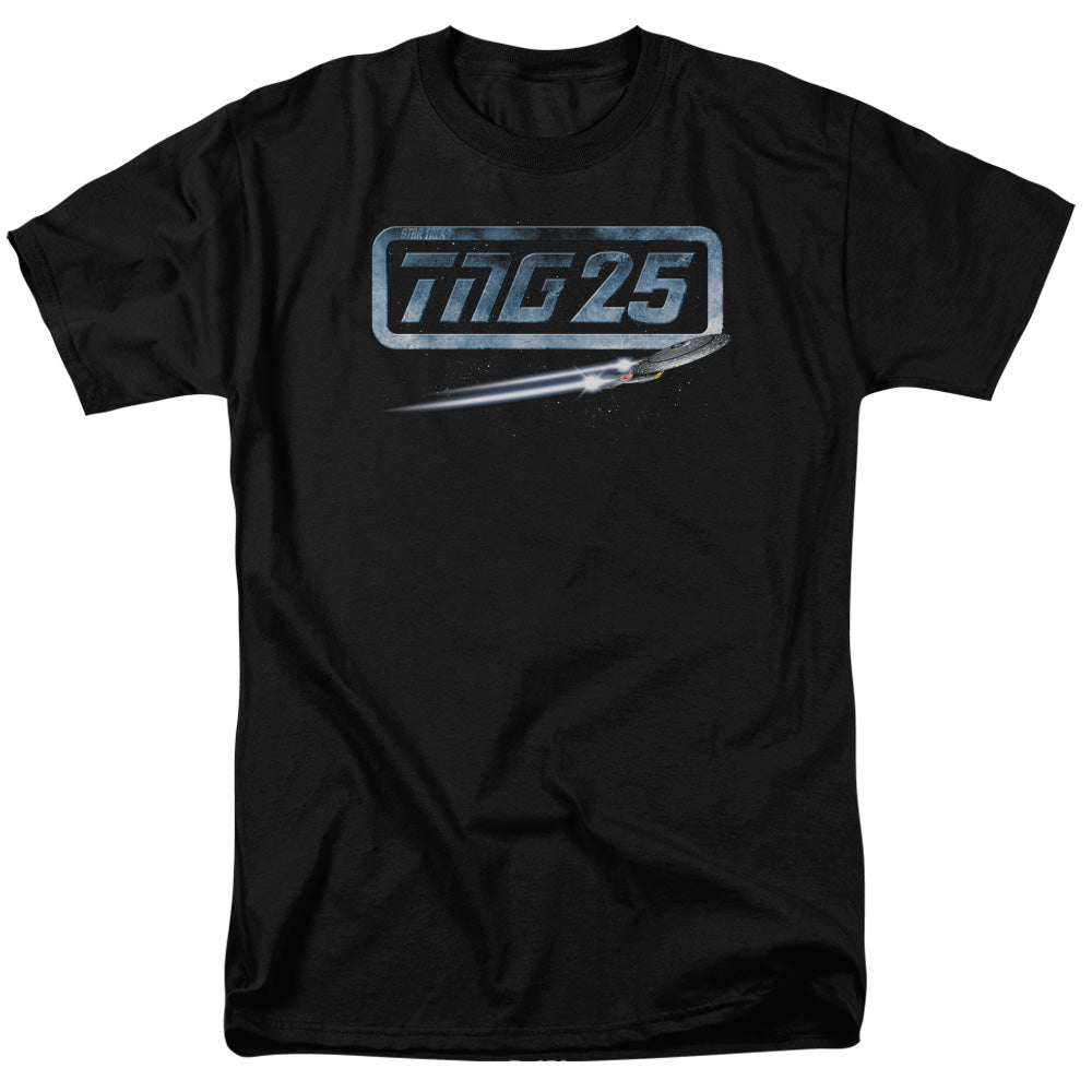 Star Trek - Tng 25 Enterprise - Adult Unisex Short Sleeve T-Shirt - Black