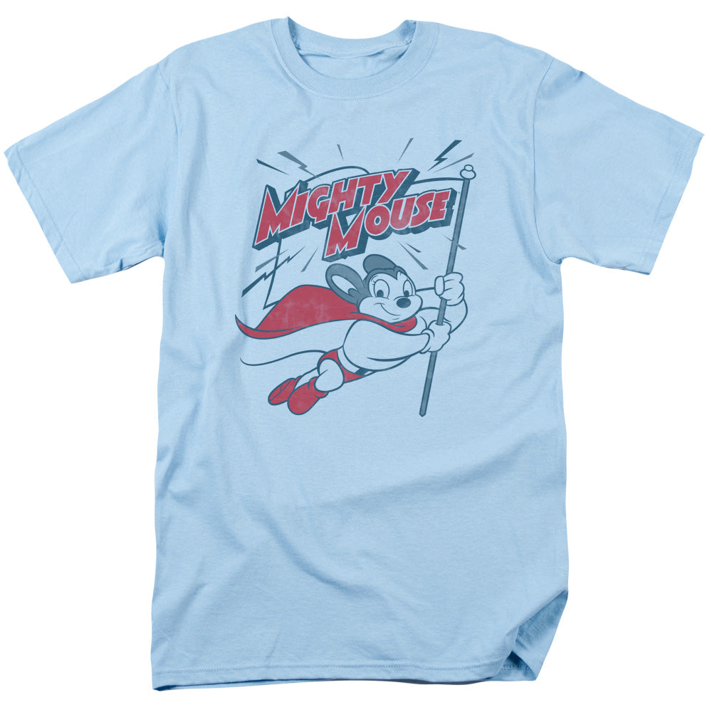 Mighty Mouse - Mighty Flag - Adult Unisex Short Sleeve T-Shirt - Blue