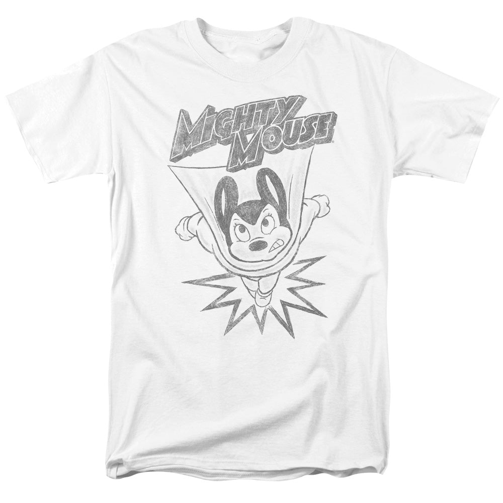 Mighty Mouse - Bursting Out - Adult Unisex Short Sleeve T-Shirt - White