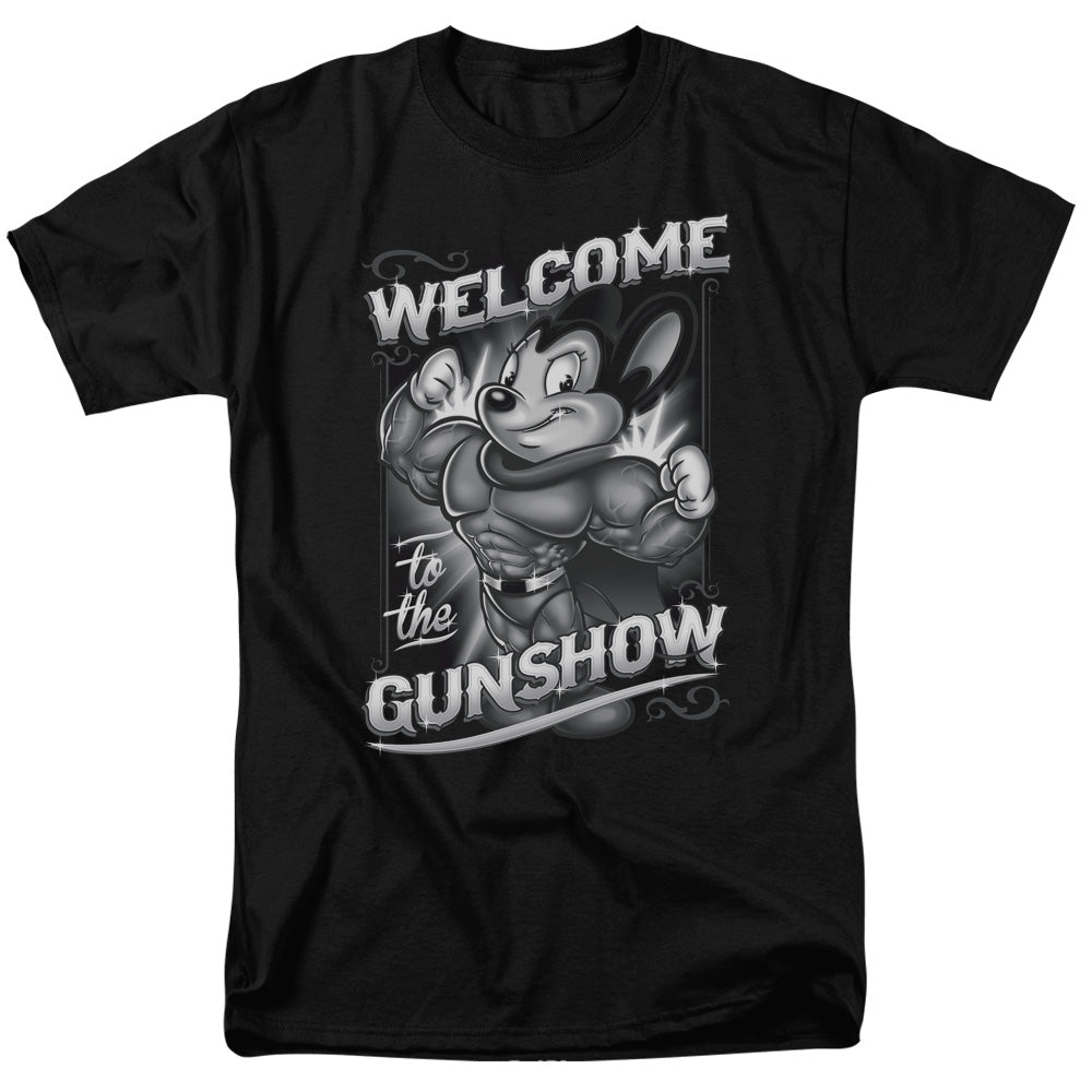 Mighty Mouse - Mighty Gunshow - Adult Unisex Short Sleeve T-Shirt - Black