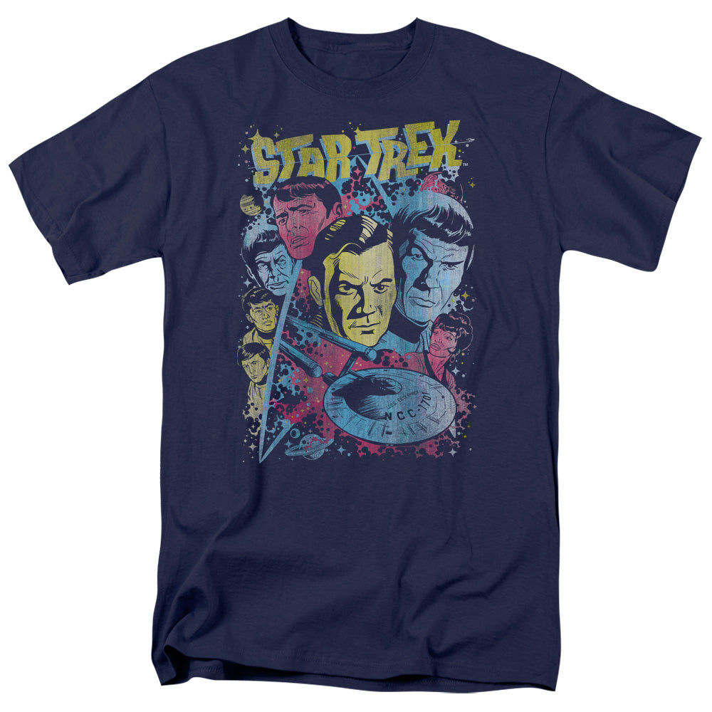 Star Trek - Classic Crew Illustrated - Adult Unisex Short Sleeve T-Shirt - Blue