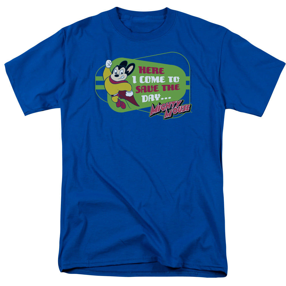 Mighty Mouse - Here I Come - Adult Unisex Short Sleeve T-Shirt - Blue