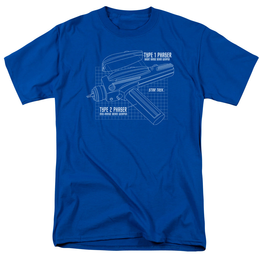 Star Trek - Phaser Plans - Adult Unisex Short Sleeve T-Shirt - Blue