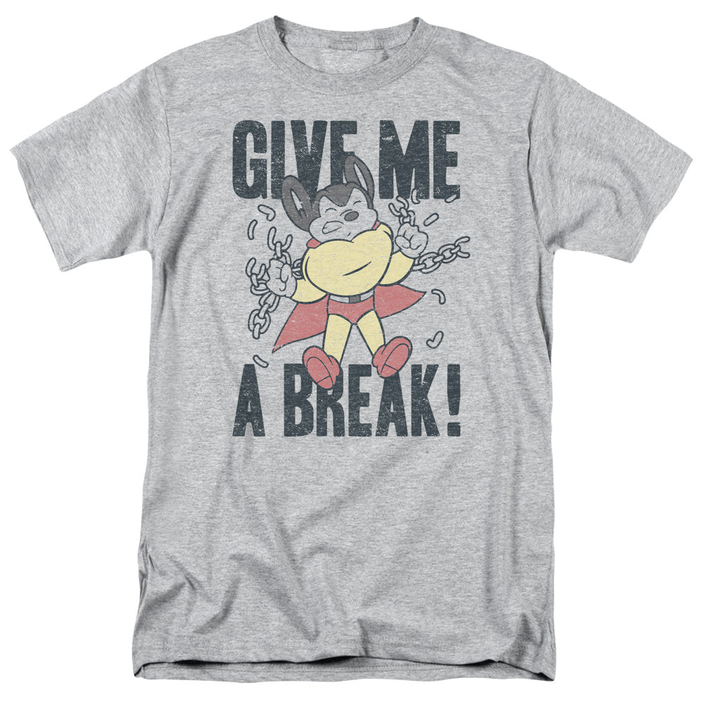 Mighty Mouse - Give Me A Break - Adult Unisex Short Sleeve T-Shirt - Gray