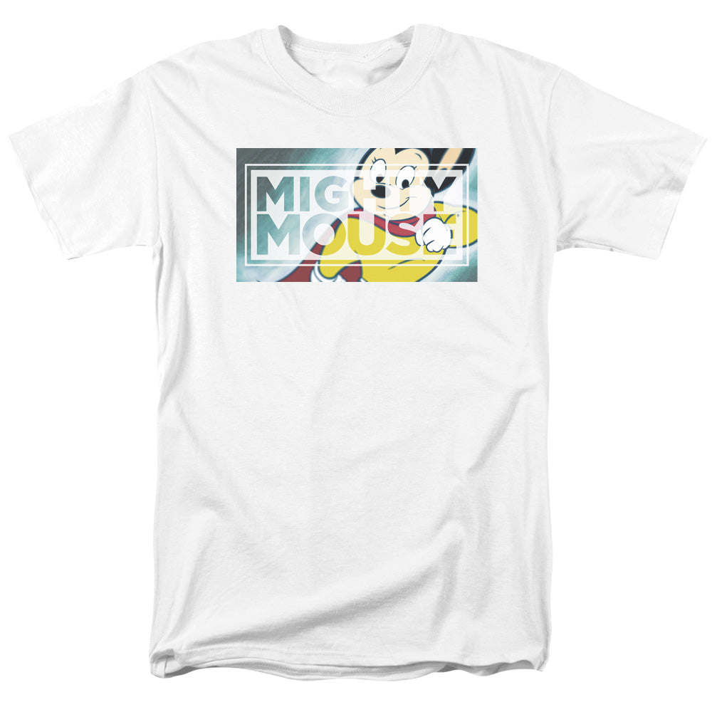 Mighty Mouse - Mighty Rectangle - Adult Unisex Short Sleeve T-Shirt - White