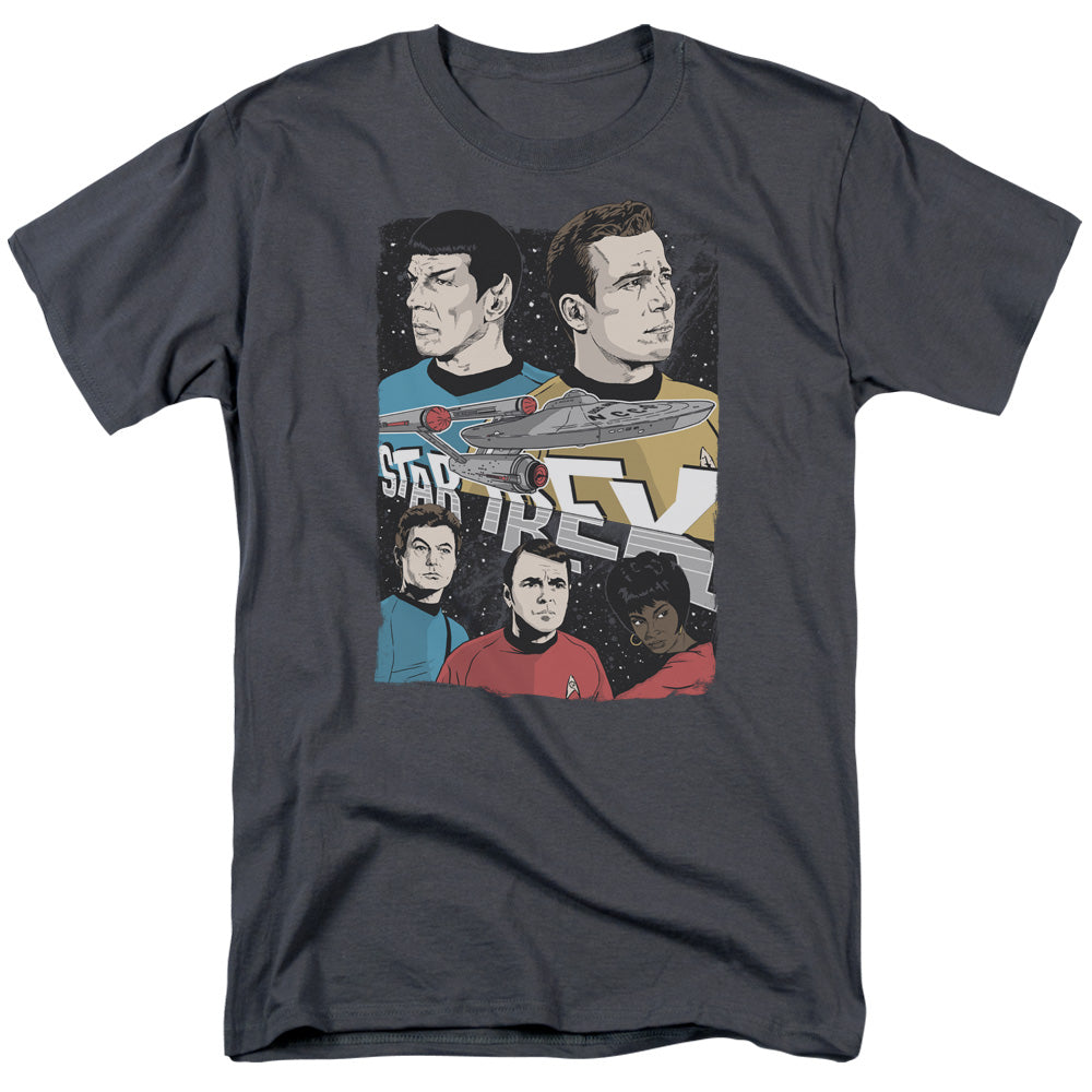 Star Trek - Illustrated Crew - Adult Unisex Short Sleeve T-Shirt - Gray