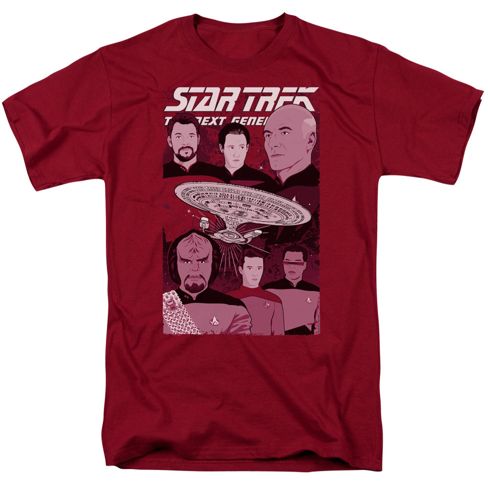 Star Trek - Captain And Crew - Adult Unisex Short Sleeve T-Shirt - Red