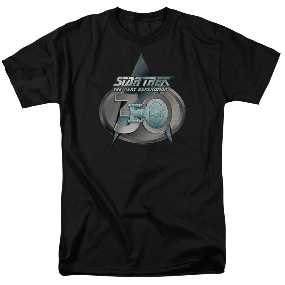Star Trek - Tng 30 Logo - Adult Unisex Short Sleeve T-Shirt - Black