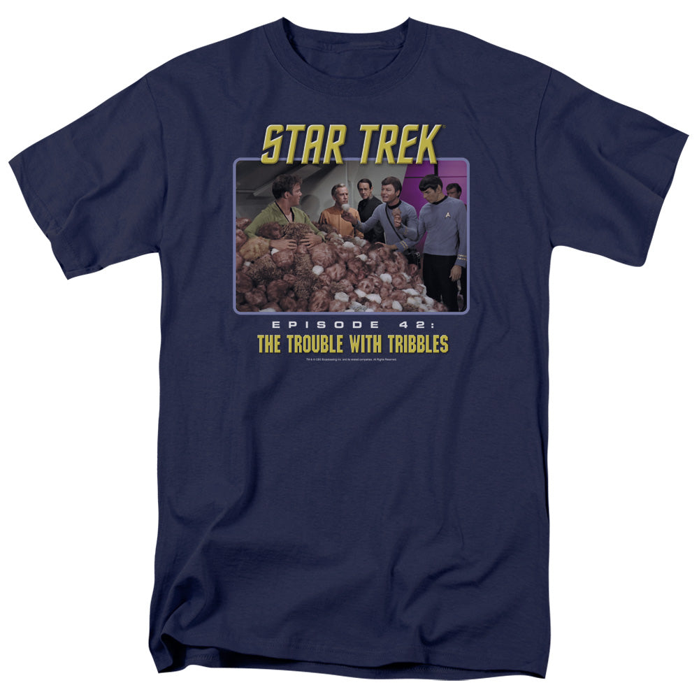 Star Trek Original Series The Trouble With Tribbles Adult Unisex T-Shirt Blue
