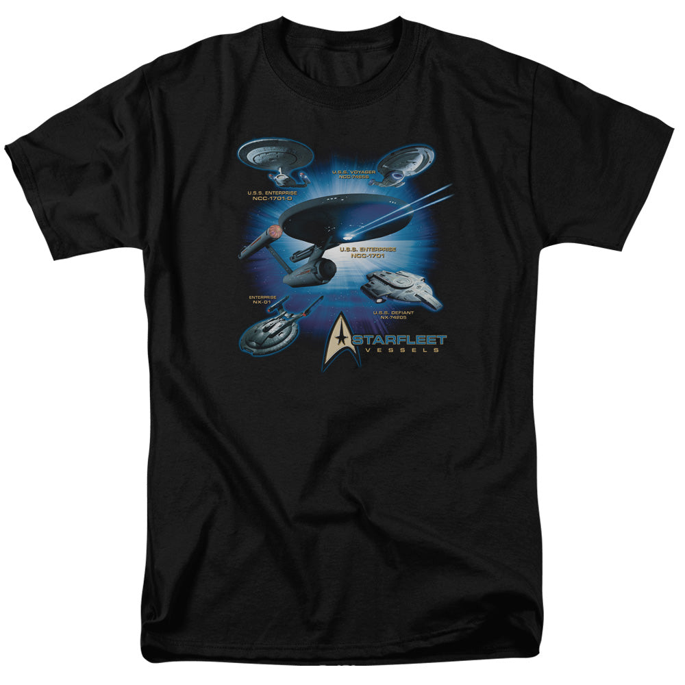 Star Trek - Starfleet Vessels - Adult Unisex Short Sleeve T-Shirt - Black