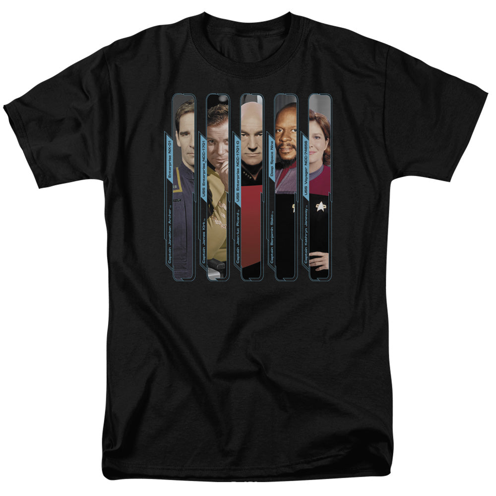 Star Trek - The Captains - Adult Unisex Short Sleeve T-Shirt - Black