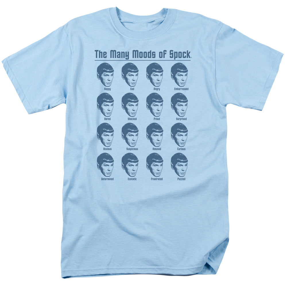 Star Trek - Many Moods Of Spock - Adult Unisex Short Sleeve T-Shirt - Blue