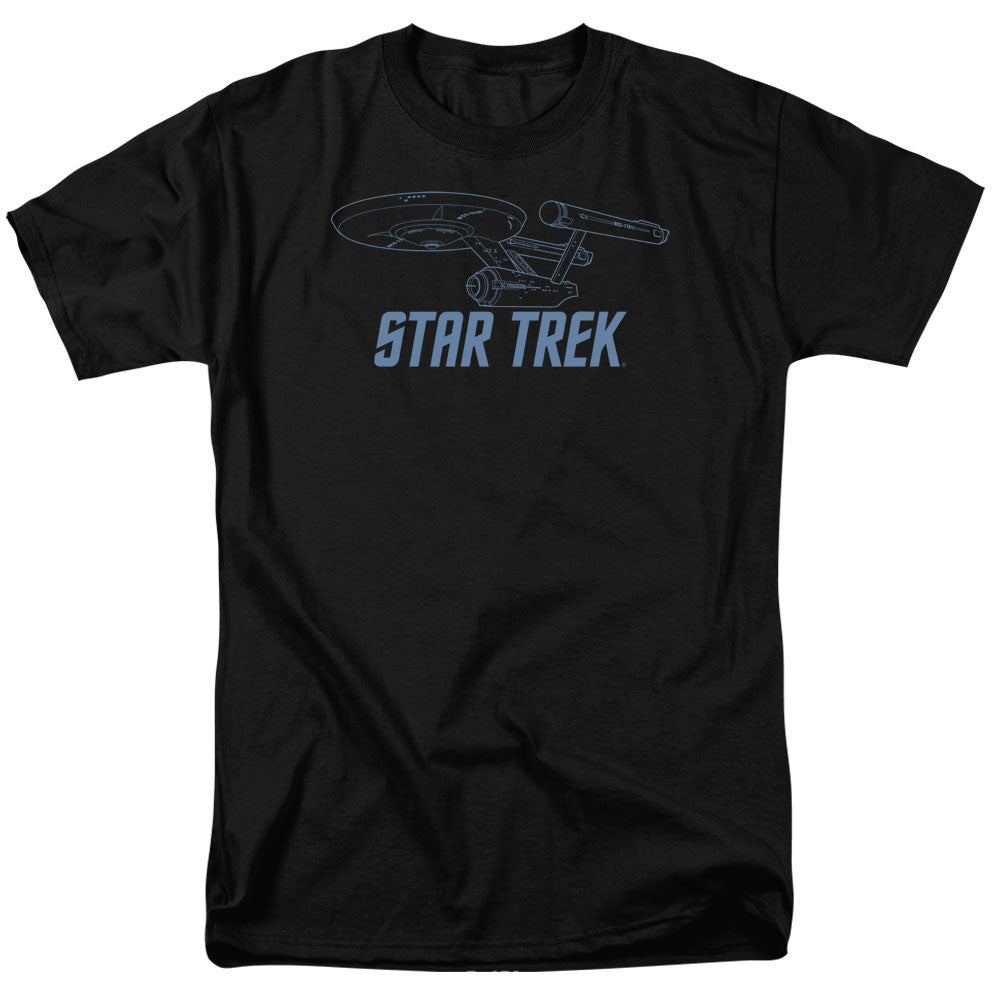 Star Trek - Enterprise Outline - Adult Unisex Short Sleeve T-Shirt - Black