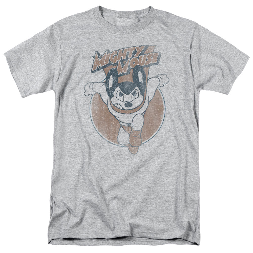 Mighty Mouse - Flying With Purpose - Adult Unisex Short Sleeve T-Shirt - Gray