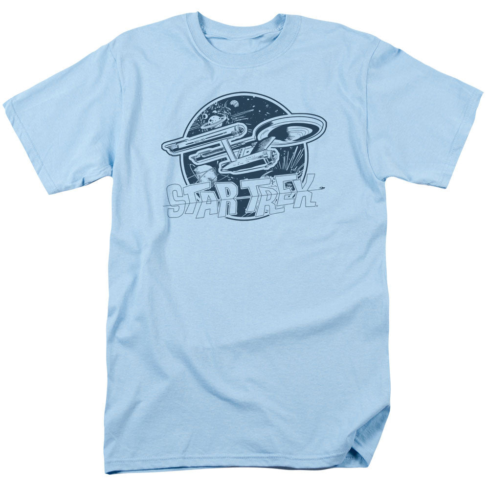Star Trek - Retro Enterprise - Adult Unisex Short Sleeve T-Shirt - Blue