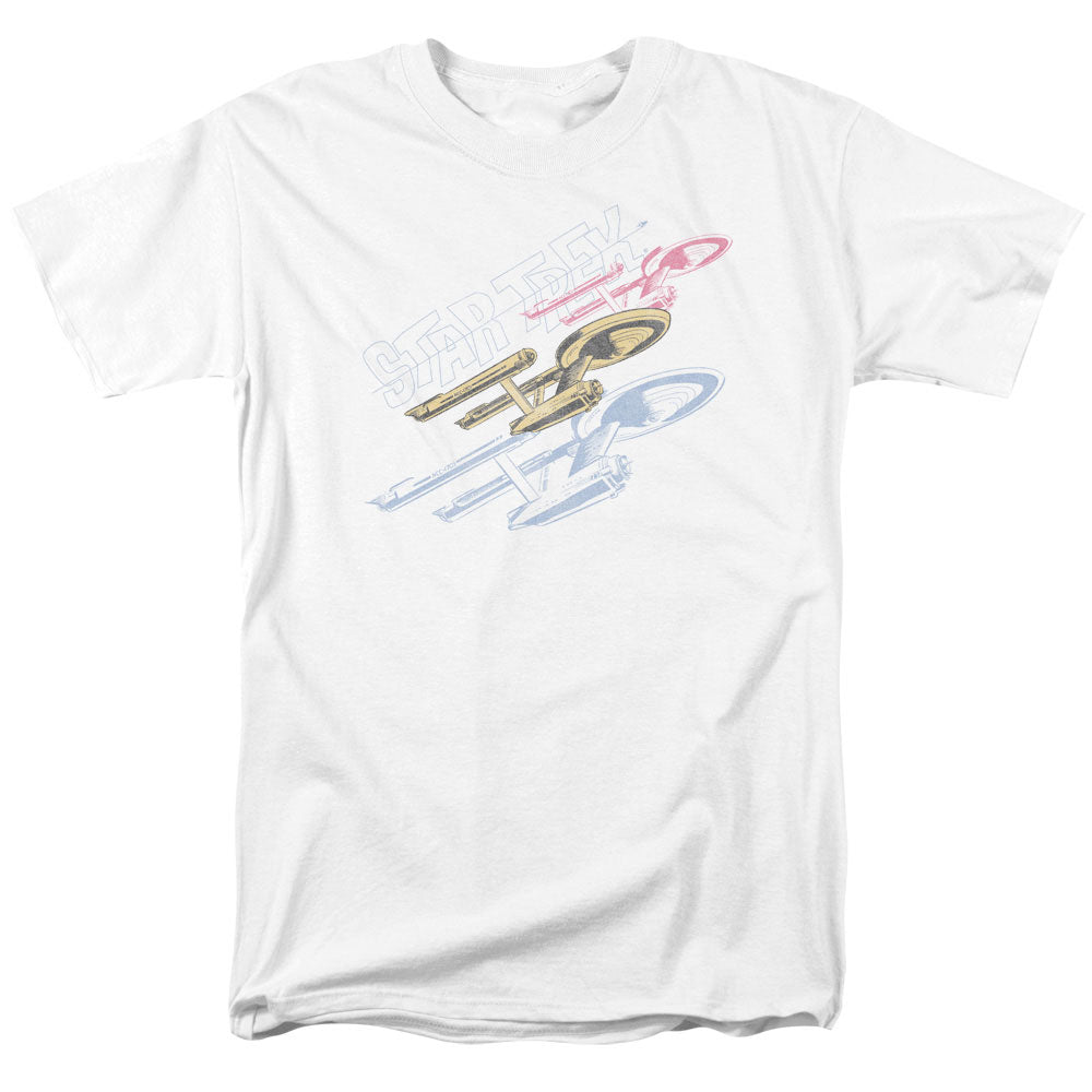 Star Trek - Retro Tri Enterprise - Adult Unisex Short Sleeve T-Shirt - White