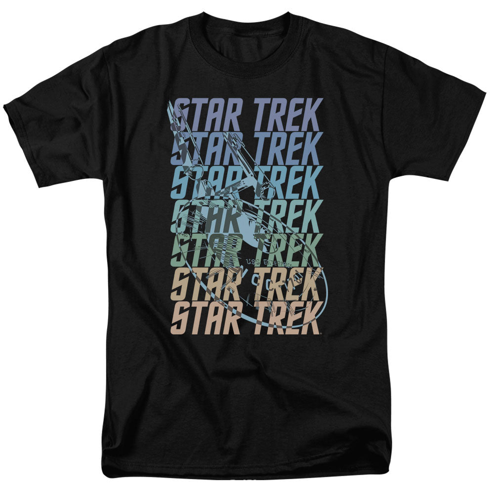 Star Trek - Multi Logo Enterprise - Adult Unisex Short Sleeve T-Shirt - Black