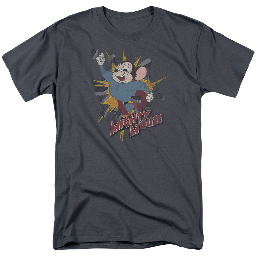 Mighty Mouse - Break Through - Adult Unisex Short Sleeve T-Shirt - Gray