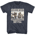 Creedence Clearwater Revival - Bikes Photo - American Classics - Blue Front Print Adult Short Sleeve Heather T-Shirt