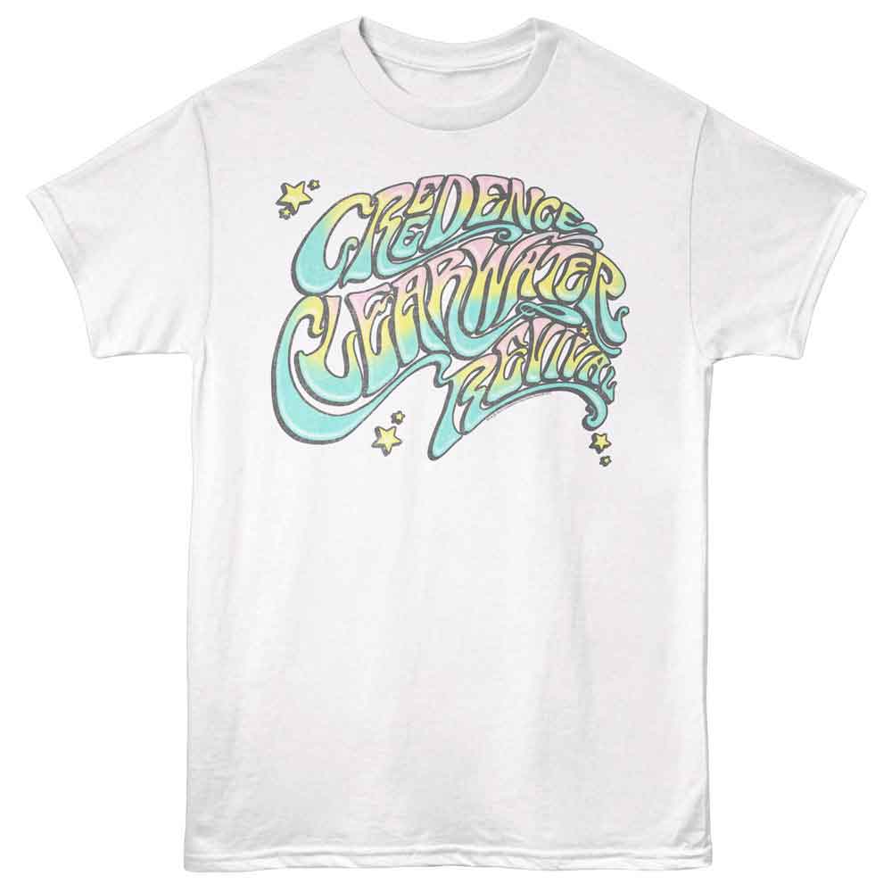 Creedence Clearwater Revival - Colorful Wave - Licensed Adult Unisex Short Sleeve T-Shirt - White