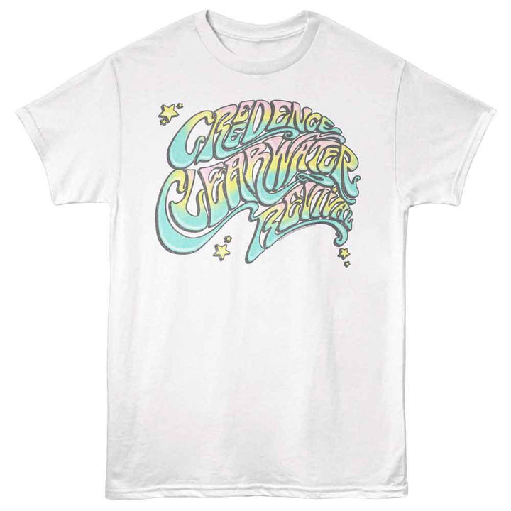 Creedence Clearwater Revival - Colorful Wave - Licensed Adult Unisex Short Sleeve T-Shirt - White