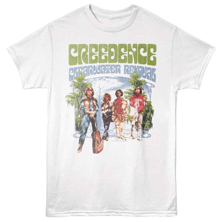 Creedence Clearwater Revival - Cool Water Flows - Licensed Adult Unisex Short Sleeve T-Shirt - White