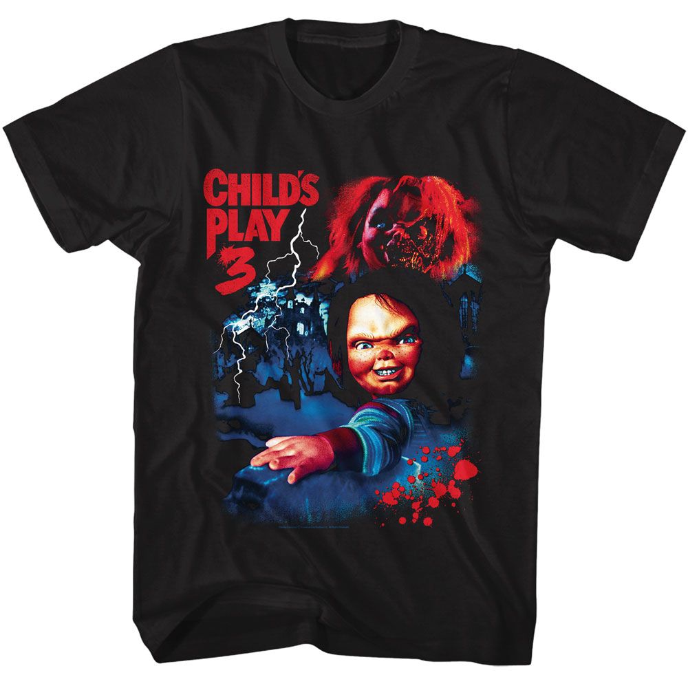 Chucky - Childs Play 3 - American Classics - Solid Black Adult Short Sleeve T-Shirt