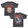 Chucky - Metal Font - Bronx Oversized Short Sleeve T-Shirt - Front & Back Print - Gray