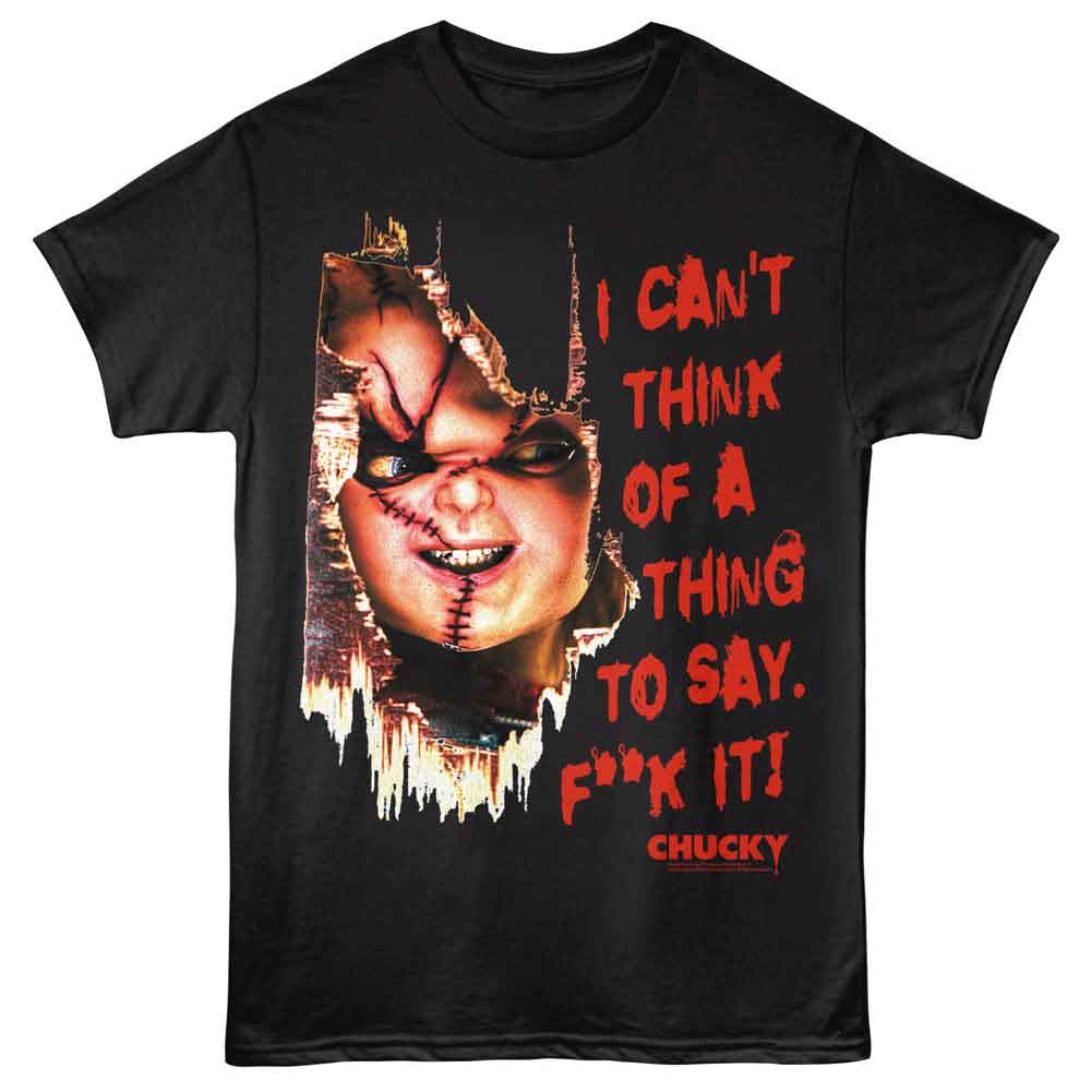 Chucky - Cant Think Of A Thing - Front Print Adult Short Sleeve Solid T-Shirt - Black