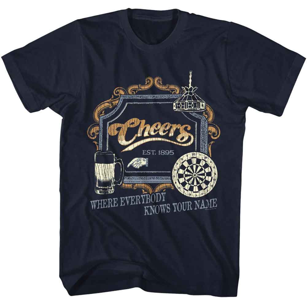 Cheers - Sign - American Classics - Solid Blue Adult Short Sleeve T-Shirt