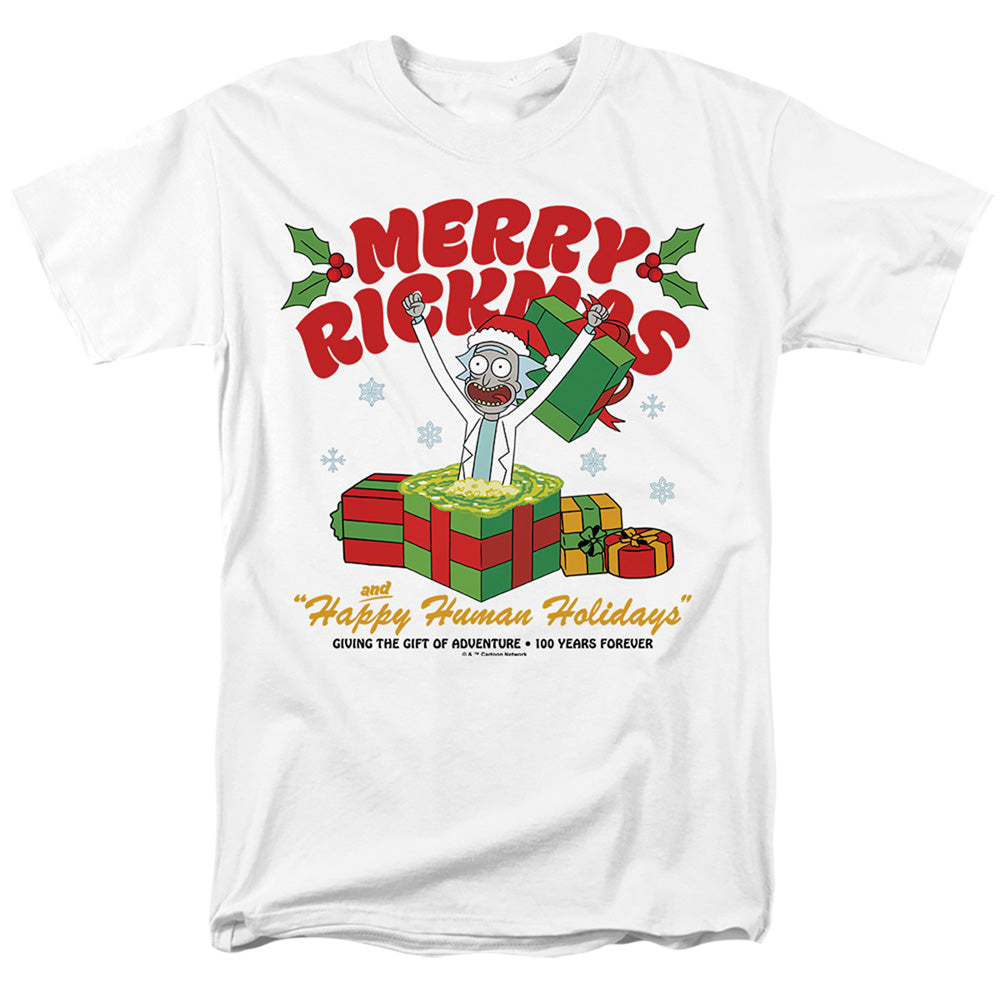 Rick And Morty - Christmas Merry Rickmas Presents - Adult Unisex T-Shirt - White