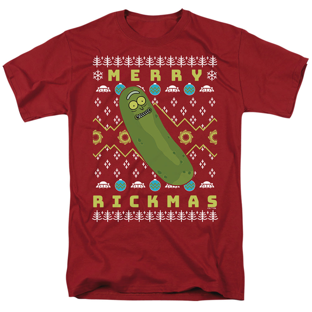 Rick And Morty Merry Pickle Rickmas Ugly Christmas Adult Unisex T-Shirt Red
