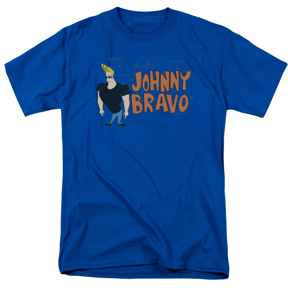 Johnny Bravo - Johnny Logo - Adult Unisex Short Sleeve T-Shirt - Blue