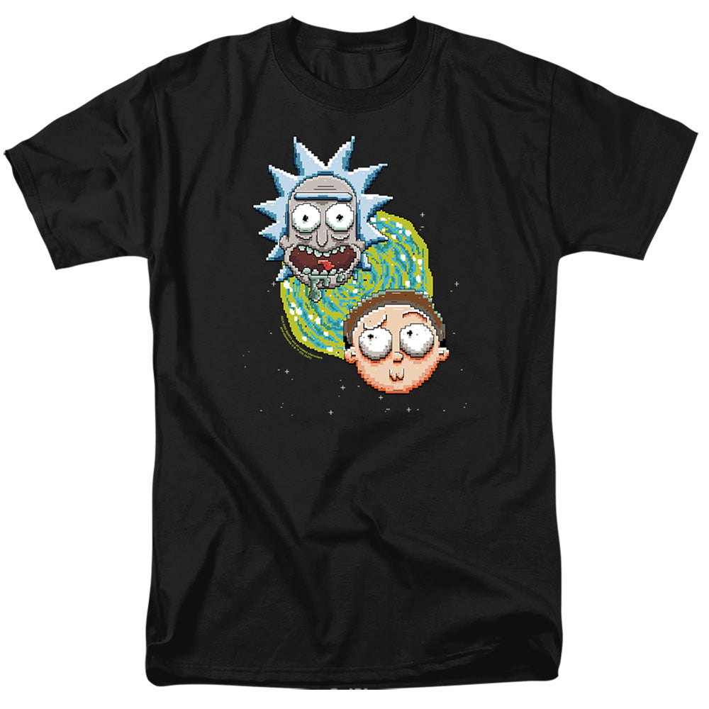 Rick And Morty - Pixelated Portal - Adult Unisex Short Sleeve T-Shirt - Black
